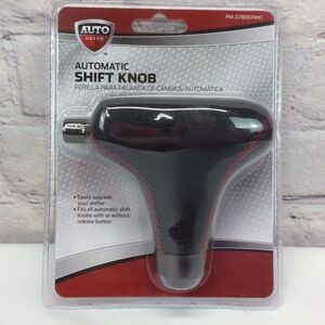 Auto Drive Automatic Shift Knob PM22180ERWK1 Vegan Leather Red Stitch Universal